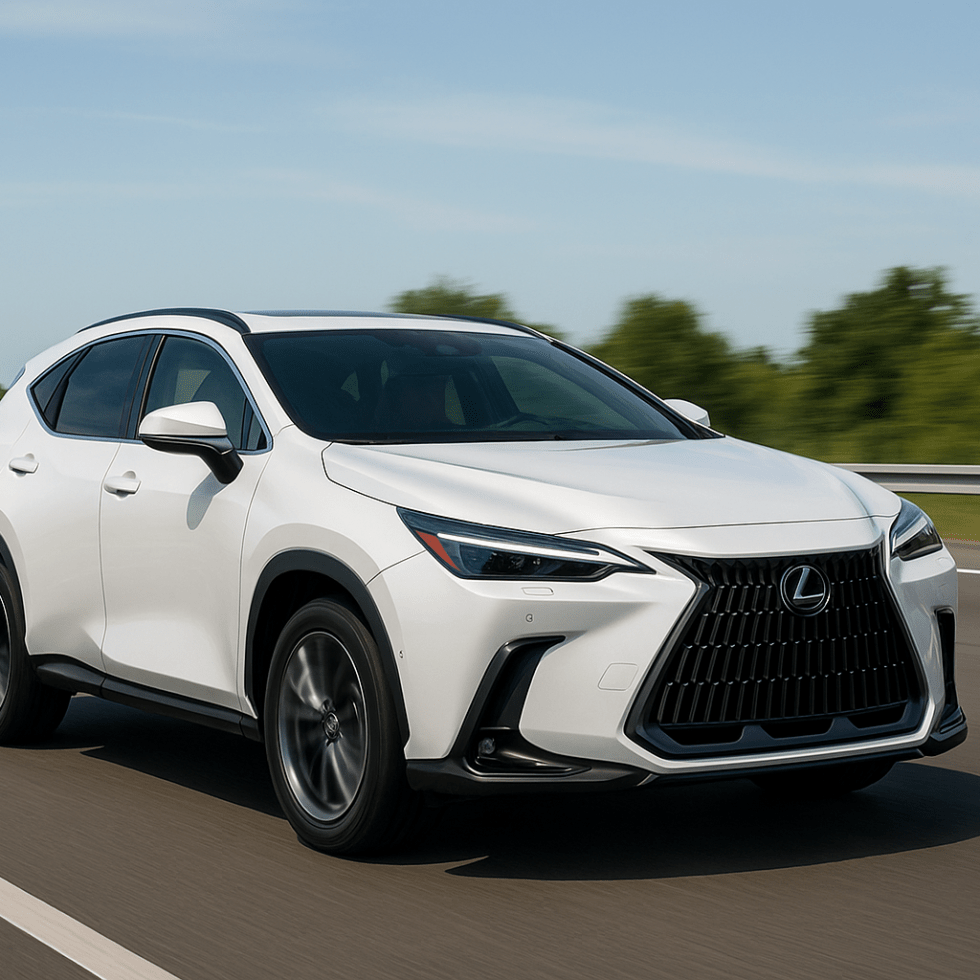 Lexus NX Hybrid в движение по магистрала при дневно каране
