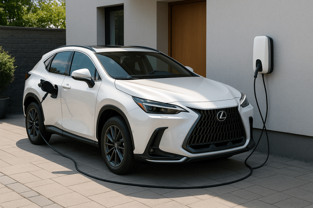 Lexus NX Plug-in Hybrid, зареждащ се на домашна зарядна станция