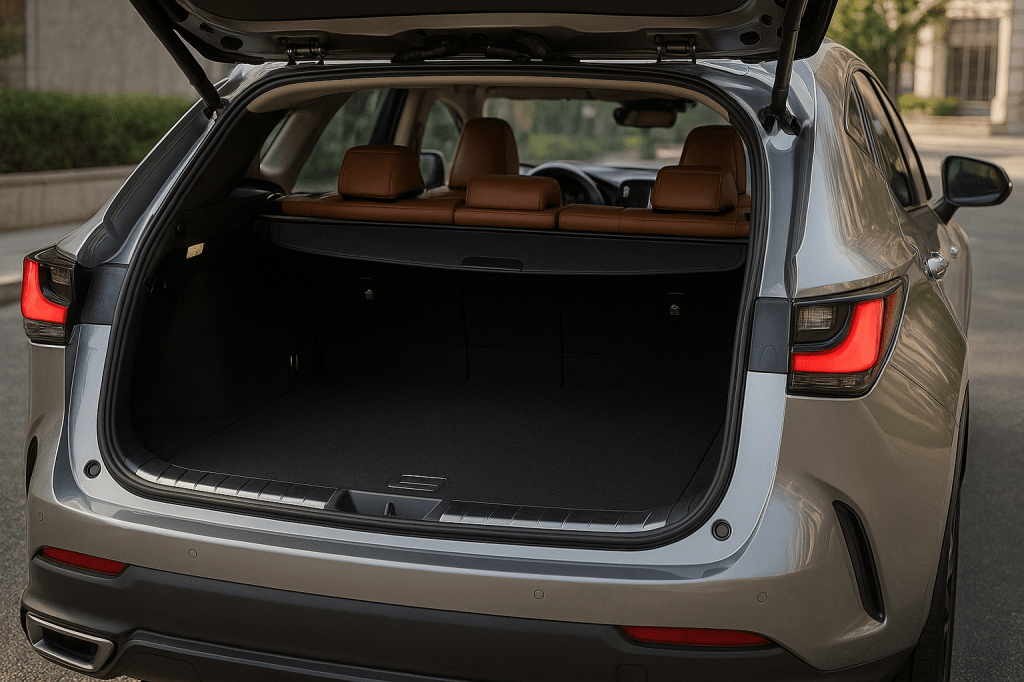 Отворен багажник на Lexus NX Hybrid с сгъваеми задни седалки